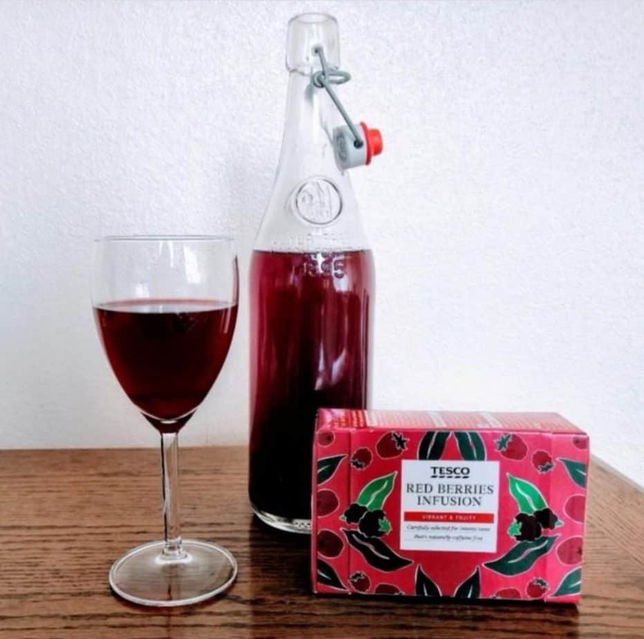 Sweet Red Berry Fruit Tea Wine Recipe ( 3 ingredients 25p a bottle